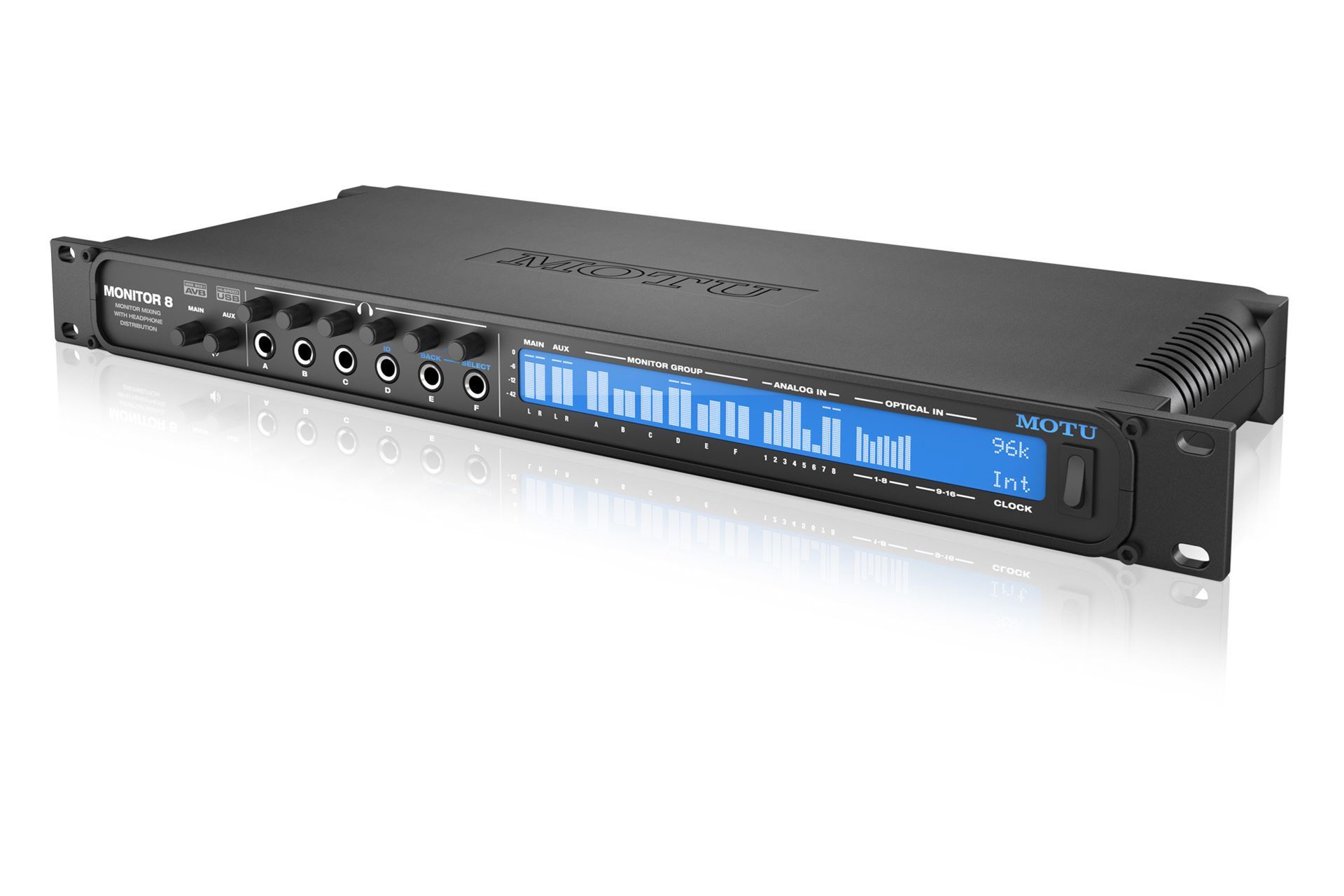 Audio Interfaces (Thunderbolt / AVB / USB) 24x16x8 monitor mixer, 6-ch headphone amp with mixing/DSP - MOTU -- Monitor 8